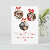 Festive Casual Merry Christmas Ornament Photo Red  シーズンカード (スタンド正面)