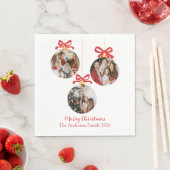 Festive Casual Merry Christmas Ornament Photo Red スタンダードランチョンナプキン (インサイチュ)