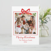 Festive Casual Merry Christmas Photo Red Card シーズンカード (スタンド正面)