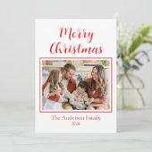 Festive Casual Merry Christmas Photo Red Card シーズンカード (スタンド正面)