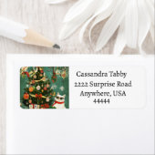 Festive Cat and Christmas Tree Labels ラベル (インサイチュ)