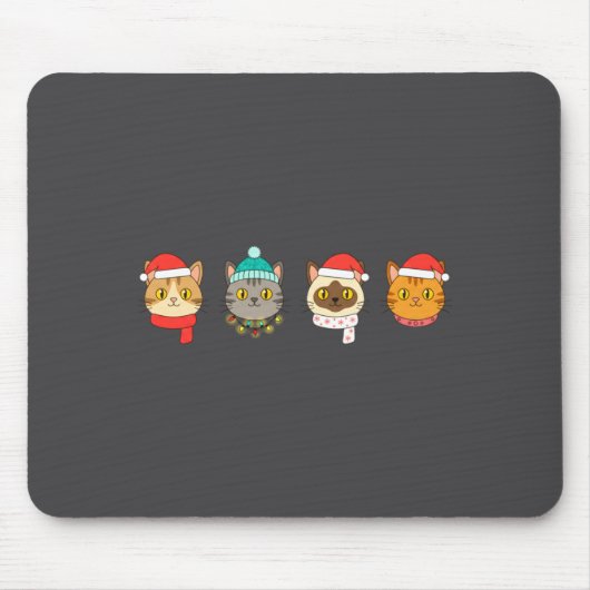 Festive Cat Lineup, Holiday Cat Art Cat Lovers, Ca マウスパッド (正面)