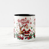 Festive Cheer with Santa & Reindeer - Holiday Mug ツートーンマグカップ (中央)