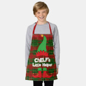 Festive Chef Elf Little Helper Red Green Tartan エプロン (着用した状態)