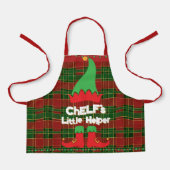 Festive Chef Elf Little Helper Red Green Tartan エプロン (正面)