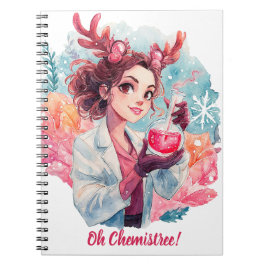 Festive Chemist Girl Watercolor Science Art ノートブック