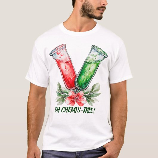 Festive Chemistry Test Tube Pun Art Tシャツ (正面)