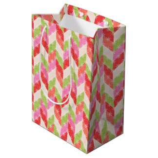 Festive chevron Gift Bag ミディアムペーパーバッグ