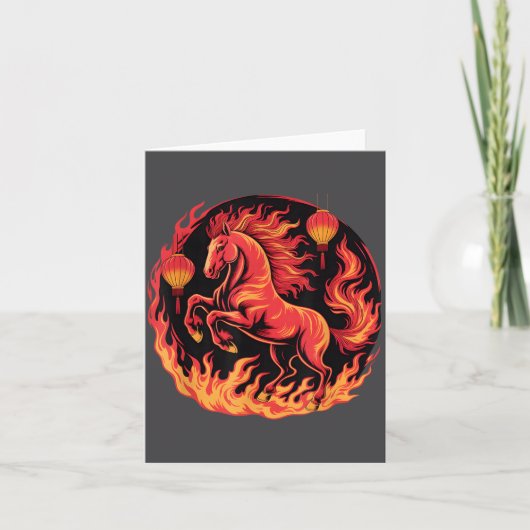 Festive Chinese New Year 2026 Horse Lantern Cultur カード (正面)