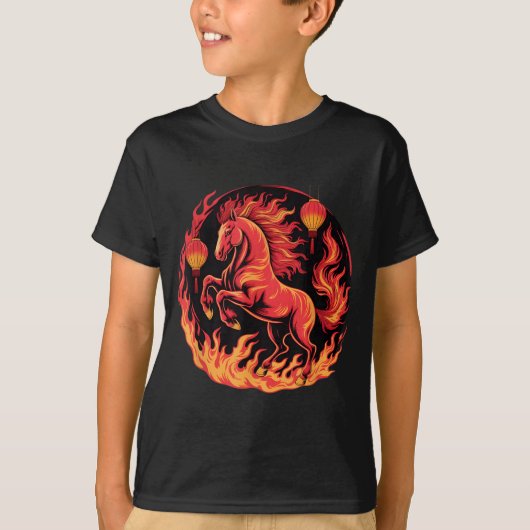 Festive Chinese New Year 2026 Horse Lantern Cultur Tシャツ (正面)