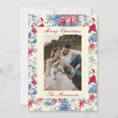 Festive Chinoiserie Toile De Jouy Photo Christmas シーズンカード (正面)