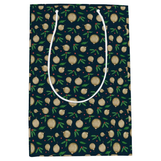 Festive Christmas ミディアムペーパーバッグ (正面)