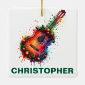 Festive Christmas Acoustic Guitar セラミックオーナメント (裏面)