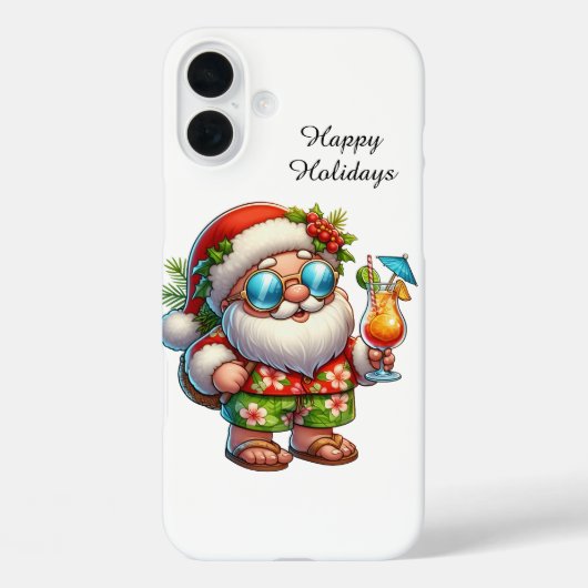 Festive Christmas beach customizable Santa  Case-Mate iPhoneケース (裏面)