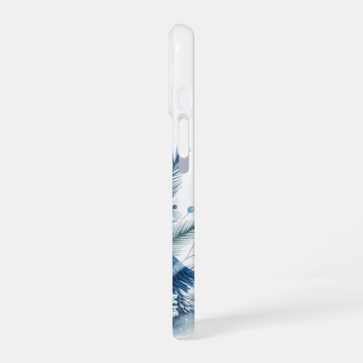 Festive Christmas blue snowman customizable  iPhone 16ケース (左側面)