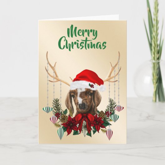 Festive Christmas Boer Goat Kid カード (正面)