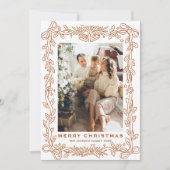 Festive Christmas Boho Beige Bow Ribbon 5 Photo シーズンカード (正面)