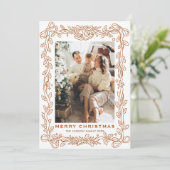 Festive Christmas Boho Beige Bow Ribbon 5 Photo シーズンカード (スタンド正面)