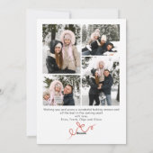 Festive Christmas Boho Red Bow Ribbon 5 Photo シーズンカード (裏面)