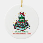 Festive Christmas Book Lover セラミックオーナメント (正面)