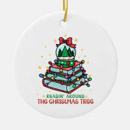 Festive Christmas Book Lover セラミックオーナメント