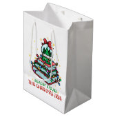 Festive Christmas Book Lover ミディアムペーパーバッグ (正面アングル)