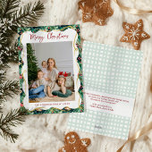 Festive Christmas Botanical Greenery Pattern Photo シーズンカード