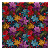 Festive Christmas Botanical Pattern ポスター (正面)