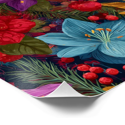 Festive Christmas Botanical Pattern ポスター (コーナー)
