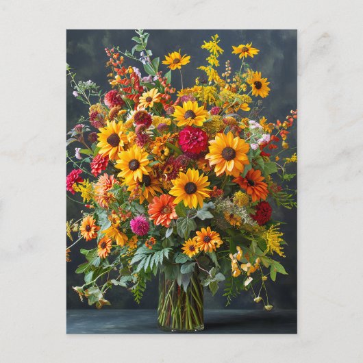 Festive Christmas Bouquet with Pine and Poinsettia ポストカード (正面)