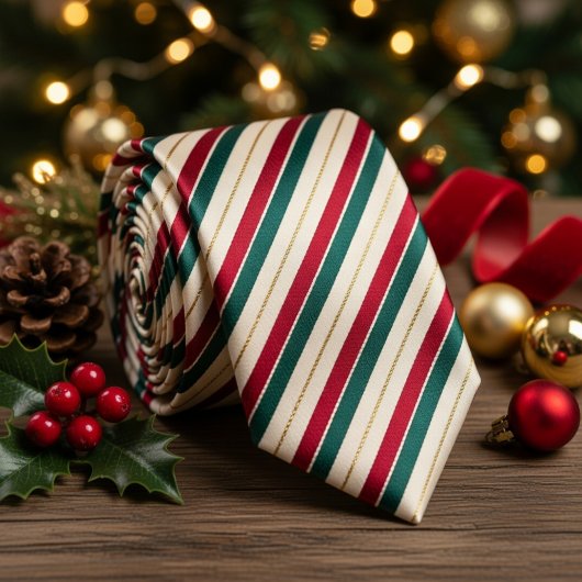 Festive Christmas Candy Cane Stripe ネクタイ