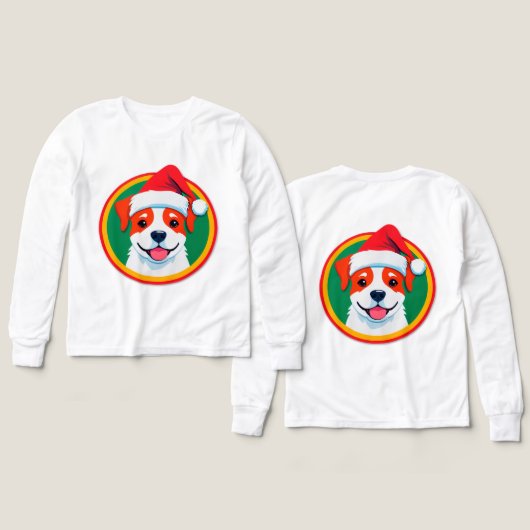 Festive Christmas Cartoon Dog (デザイン 正面＆背面)