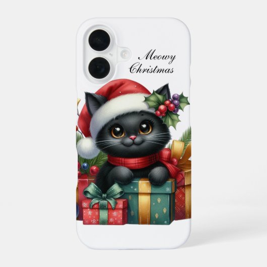 Festive Christmas Cat customizable iPhone 16ケース (裏面)