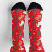 Festive! Christmas Cat & Decorations Red Socks ソックス (上部)
