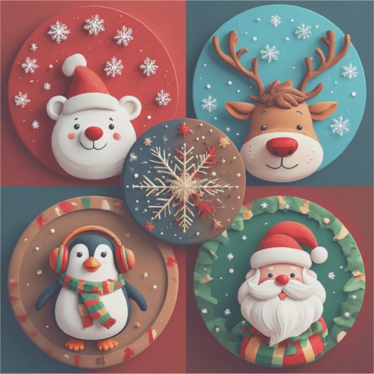 Festive Christmas Characters Collection シール (正面)