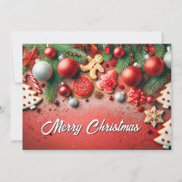 Festive Christmas Cookies and Snowflakes Scene シーズンカード