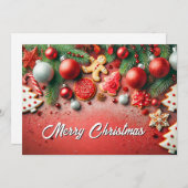 Festive Christmas Cookies and Snowflakes Scene シーズンカード (正面/裏面)