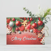 Festive Christmas Cookies and Snowflakes Scene シーズンカード (スタンド正面)