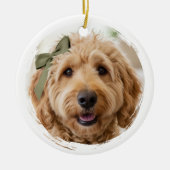 Festive Christmas Custom Photo Dog Pet セラミックオーナメント (正面)