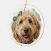 Festive Christmas Custom Photo Dog Pet セラミックオーナメント (左)
