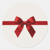 FESTIVE CHRISTMAS cute elegant red ribbon bow ラウンドシール (正面)