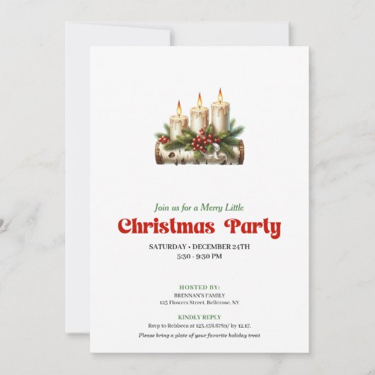 Festive Christmas decoration invite digital file 招待状 (正面)