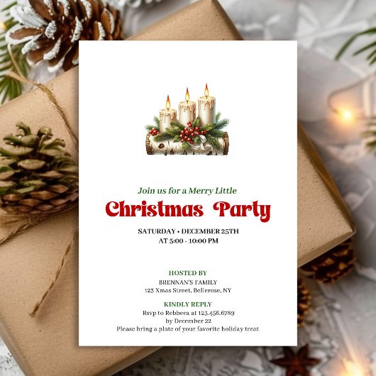 Festive Christmas decoration invite digital file 招待状