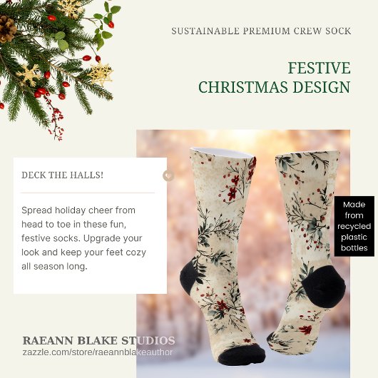 Festive Christmas Design Crew Socks ソックス