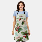 Festive Christmas Design Personalized Name Apron エプロン (着用した状態)