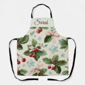 Festive Christmas Design Personalized Name Apron エプロン (正面)