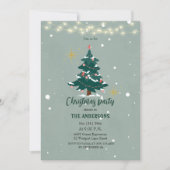 Festive Christmas Dinner Invitation-Snowflake Tree 招待状 (正面)