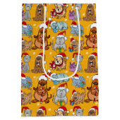 Festive Christmas Dogs and Cats  ミディアムペーパーバッグ (裏面)