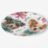 Festive Christmas Dogs Paper Plates ペーパープレート (アングル)