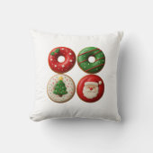Festive Christmas Donuts – Throw Pillow クッション (正面)